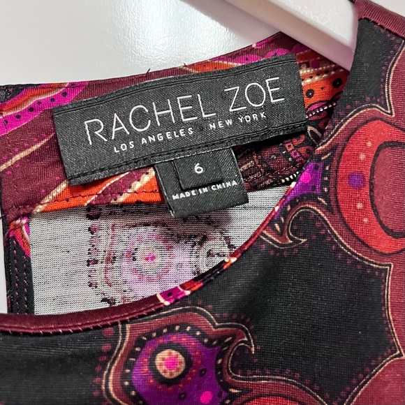 Rachel Zoe x Revolve Silk Magnum Shift Dress in Bordeaux Print Size 6 Keyhole - Picture 4 of 12